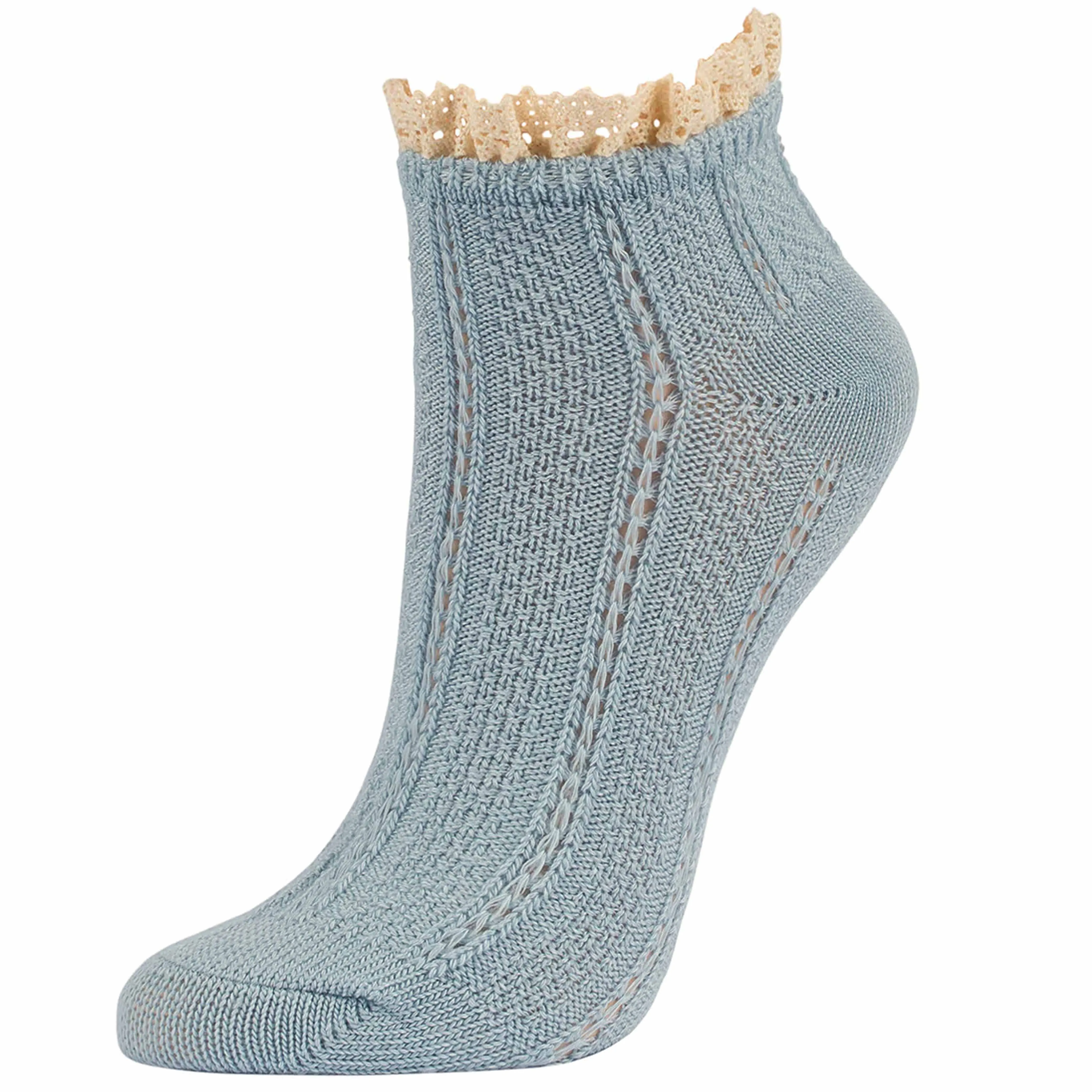 8 Pair Fashion Women Ankle Socks Ruffle Fancy Lace Princess Frilly Blue 9-11