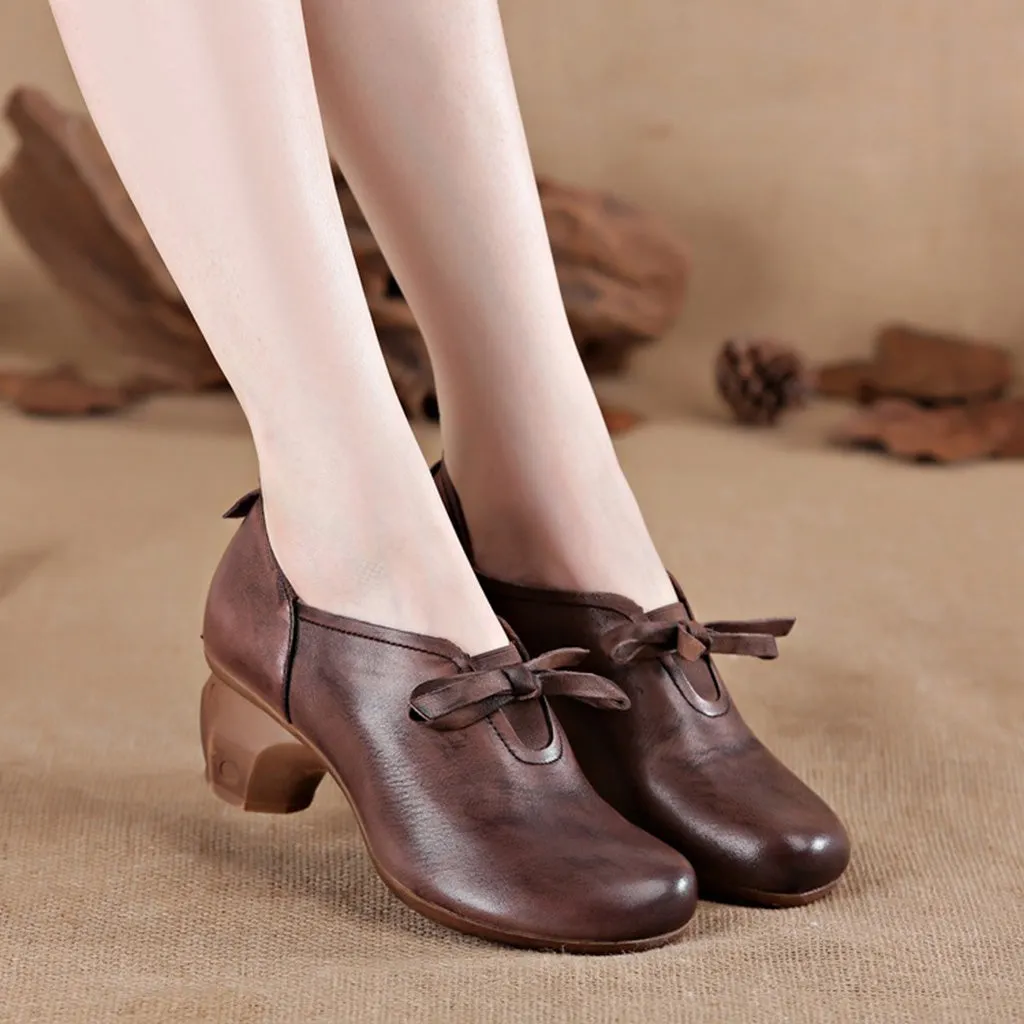 Autumn Winter Casual Retro Handmade Leather Women's Shoes | Gift Shoes