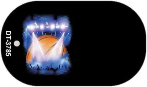 Basketball Offset Novelty Metal Dog Tag Necklace