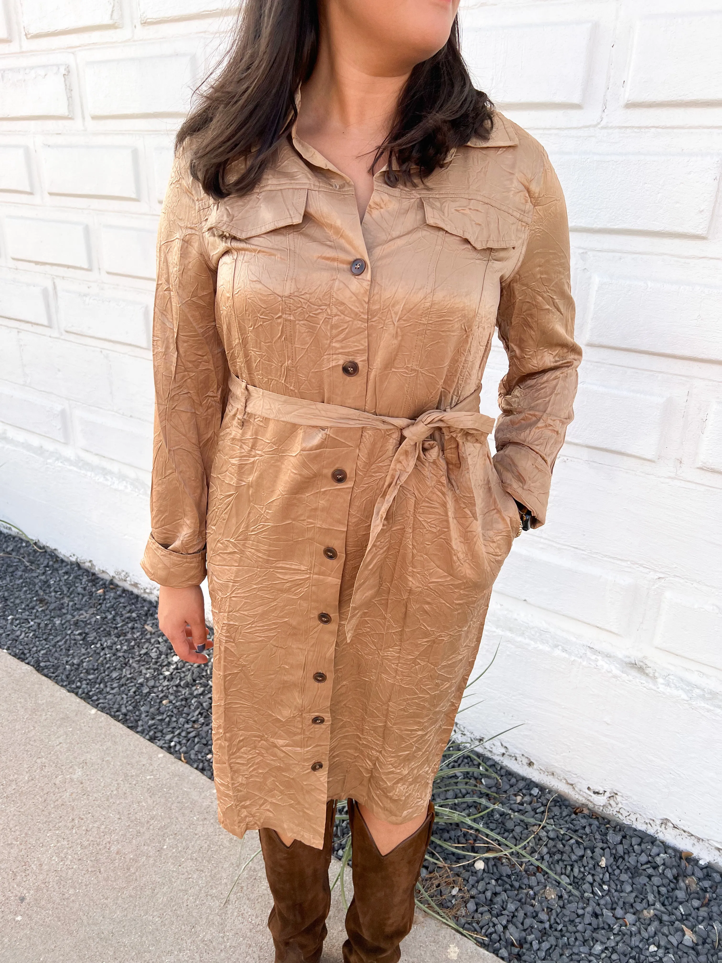 Crinkled Midi Dress