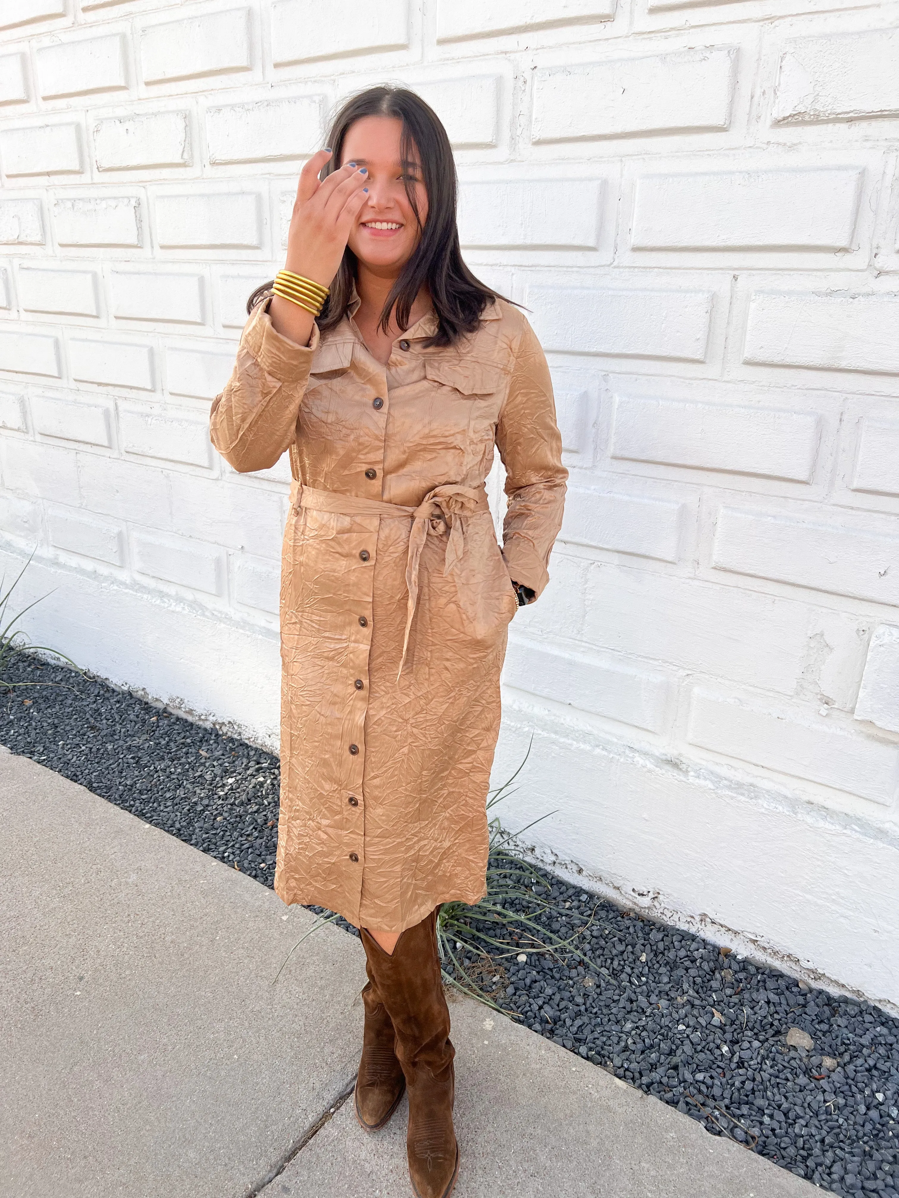 Crinkled Midi Dress