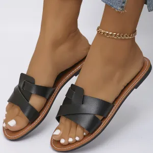 Criss Cross Open Toe Flats Sandals