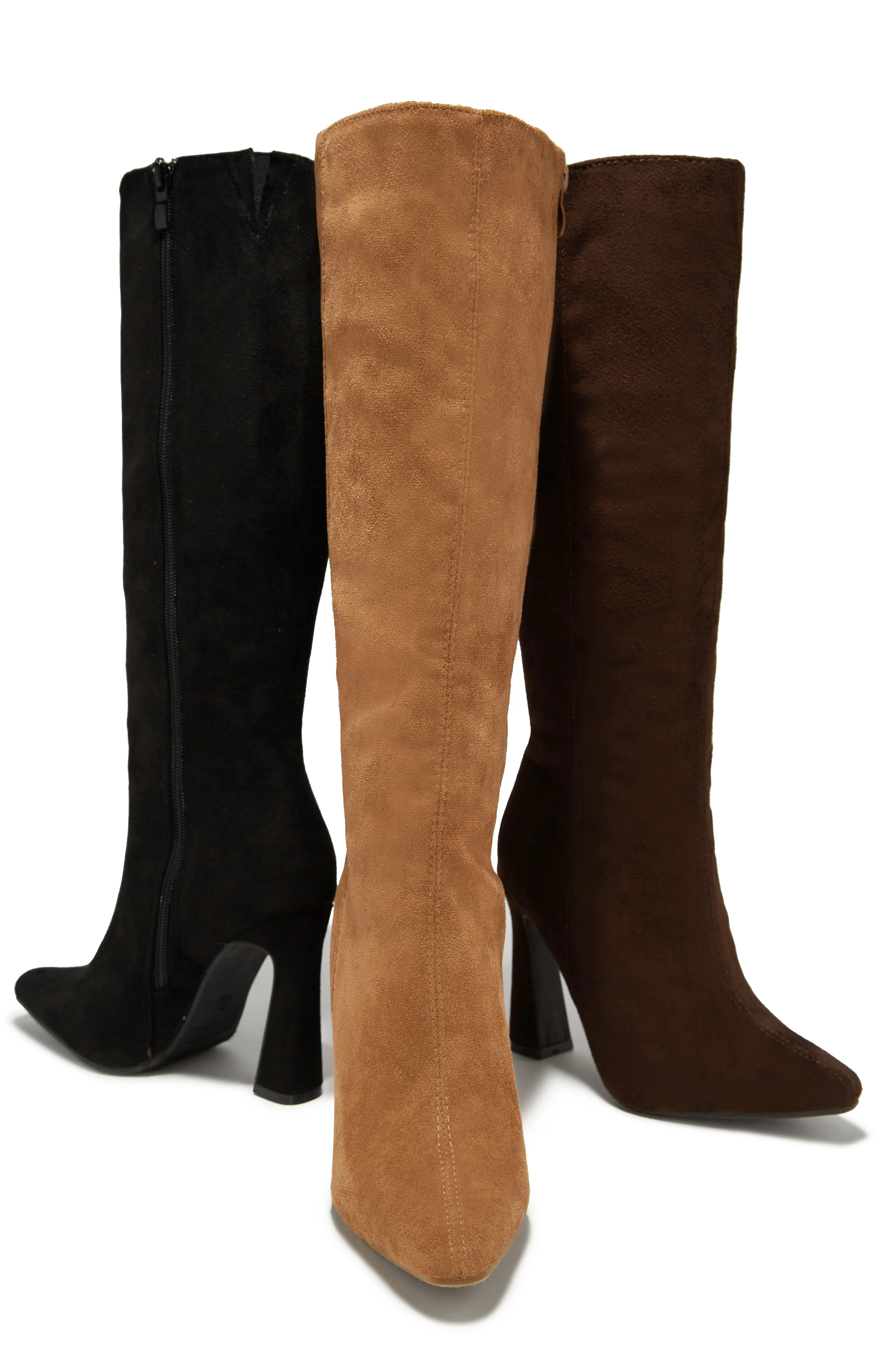 Stella Knee High Heel Boots - Brown