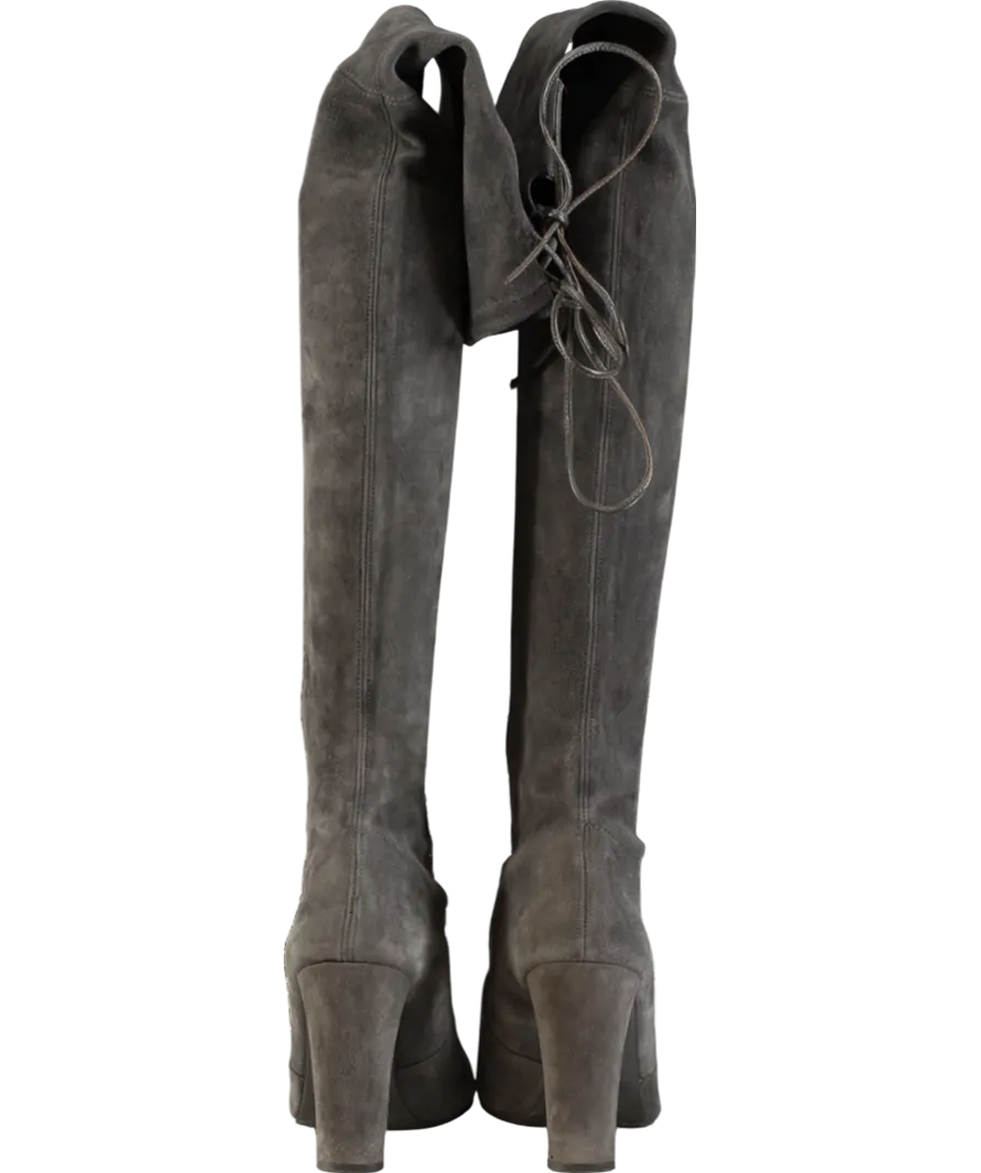 Stuart Weitzman Grey Highland Suede Knee High Boots UK 4 EU 37 👠