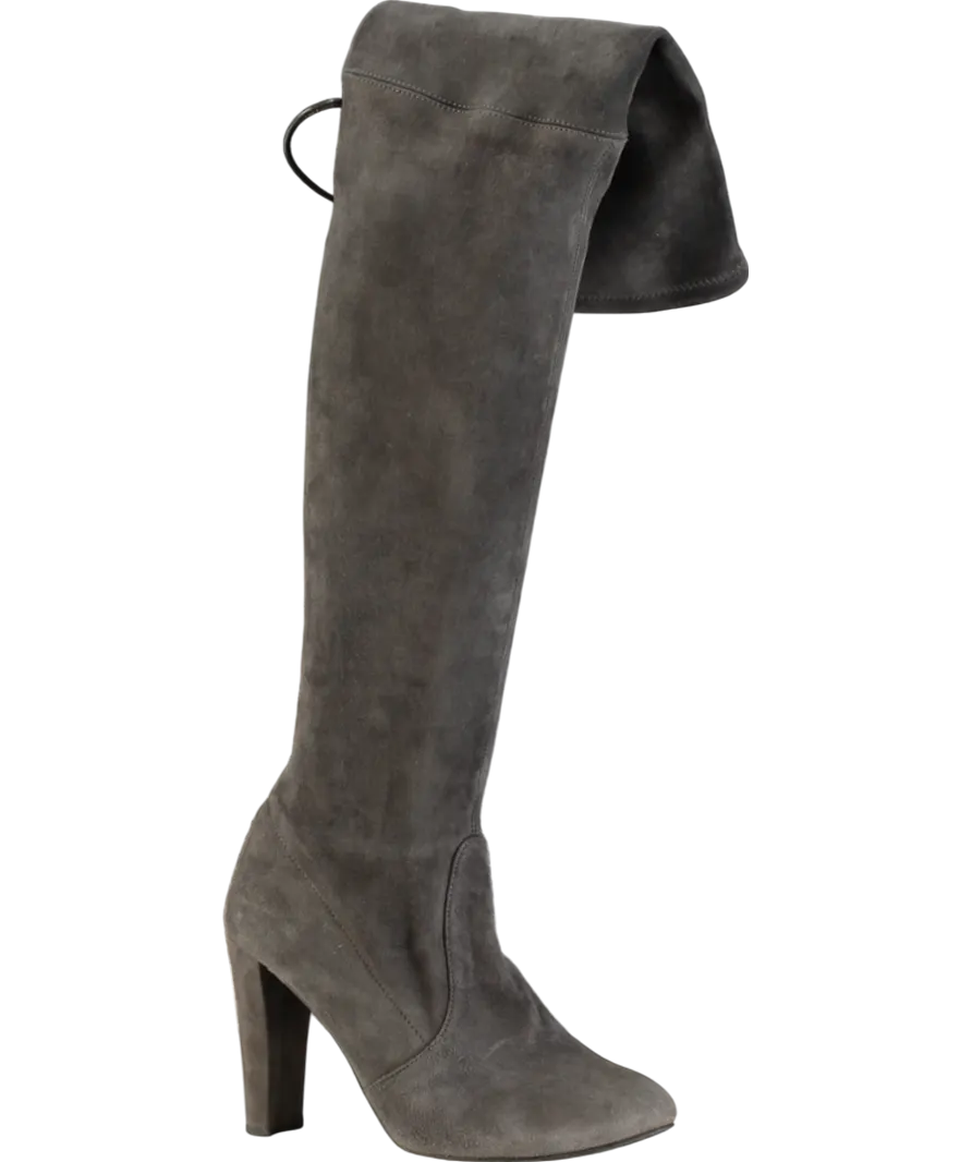 Stuart Weitzman Grey Highland Suede Knee High Boots UK 4 EU 37 👠