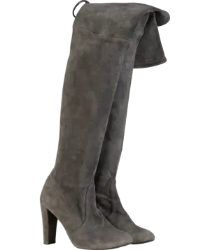 Stuart Weitzman Grey Highland Suede Knee High Boots UK 4 EU 37 👠