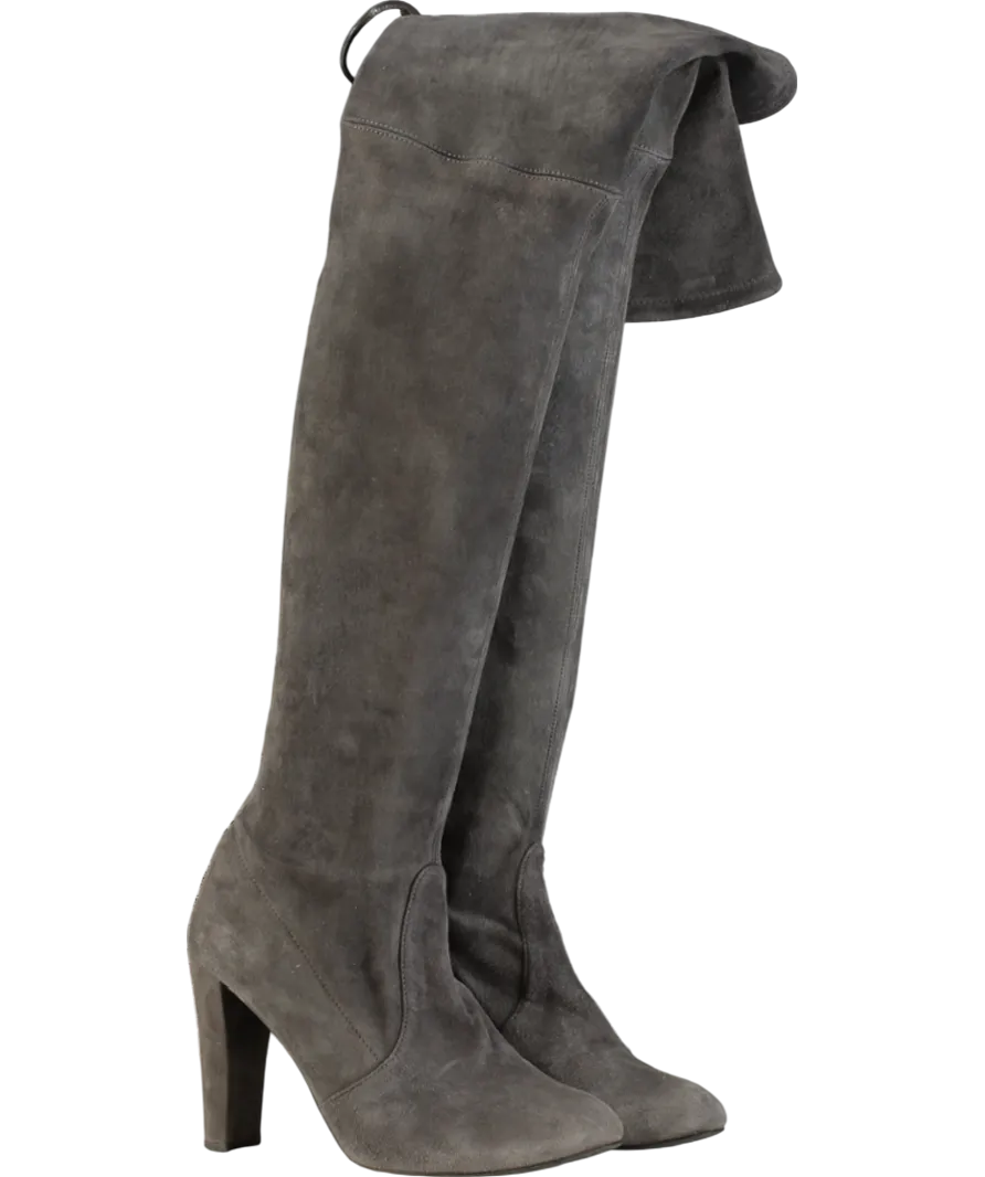 Stuart Weitzman Grey Highland Suede Knee High Boots UK 4 EU 37 👠